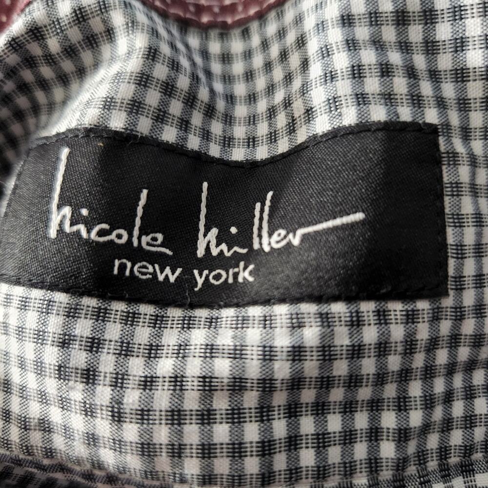Nicole Miller Shirt Mens Size Large Black & White Check Button Up Dress Shirt - Picture 8 of 10
